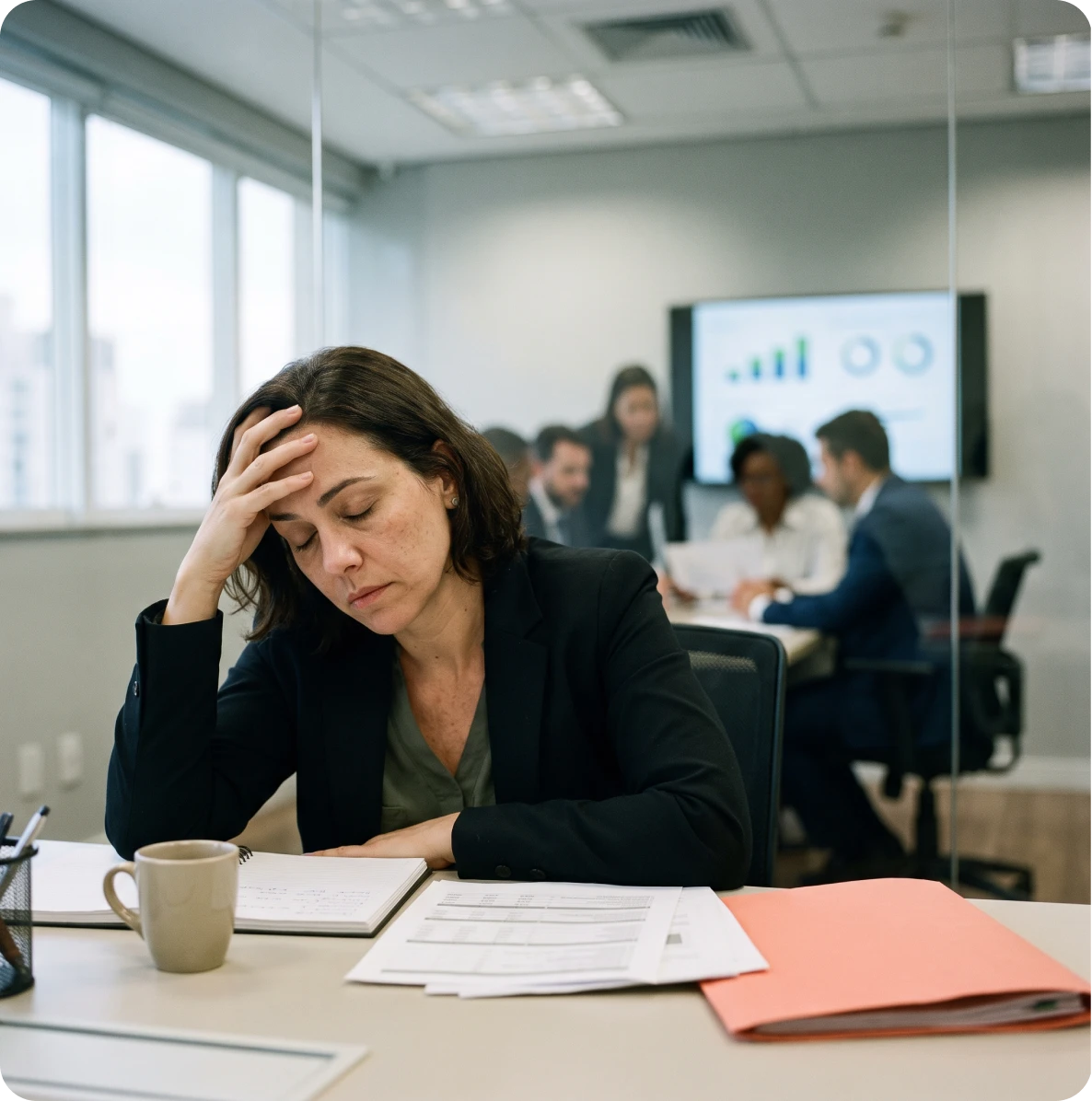 Profissional em reunião corporativa